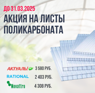 Акция на сотовый поликарбонат Actual Bio, Rational "Казанский", Novattro. Период Акции до 31.03.25г.